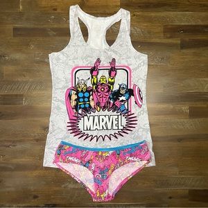 ✅ Marvel character tank top pajama 2 piece set